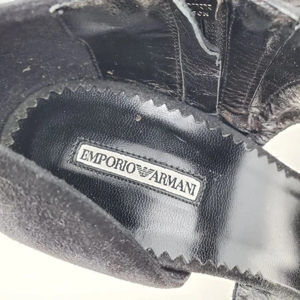 Emporio Armani Platform Suede Heels‎ 40 Black Blue Orange Whimsigoth Fairy Artsy